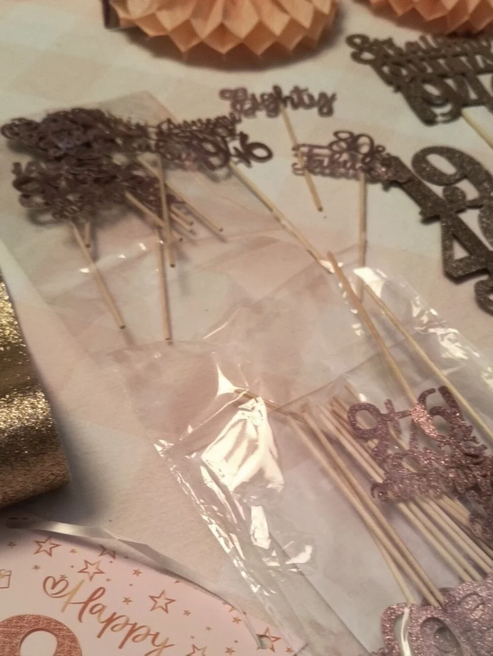 80th Birthday Rose Gold Party Decoration Set - Home Party Supplies